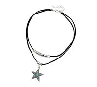 Collier avec cordon en cuir de styles ethniques, chaîne de cou à longueur réglable pour une tenue décontractée ou de fête, cowboy occidental, cordon en cuir réglable, pendentif conique vintage