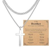 Collier avec croix pour adolescents, garçons, hommes, chaîne cubaine superposée en acier inoxydable, cadeau religieux chrétien pour garçons, hommes, Saint-Valentin, Pâques, baptême, communion, fête