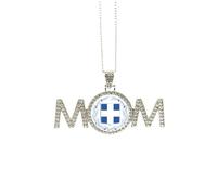 Collier avec emblème national de la Grèce - Cadeau pour la fête des mères - Pour maman, grand-mère, M