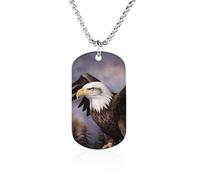 Collier avec image personnalisée, bijoux commémoratifs pour femmes et | Collier avec image d'aigle à tête blanche, texte photo personnalisé, plaque d'identité de chien, pendentif en acier