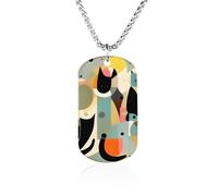 Collier avec image personnalisée, bijoux commémoratifs pour femmes et | Collier avec image de chat d'art moderne du milieu du siècle, pendentif en acier inoxydable avec texte photo personnalisé
