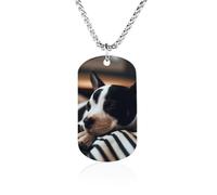 Collier avec image personnalisée, bijoux commémoratifs pour femmes et | Collier avec image de chiot endormi, texte photo personnalisé, pendentif en acier inoxydable