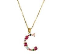 Collier avec initiales pour hommes et femmes, lettres majuscules AZ, couleurs mélangées, pendentif incrusté de pierres précieuses, chaîne de clavicule, galvanoplastie conservant la couleur, bijoux de