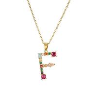 Collier avec initiales pour hommes et femmes, lettres majuscules AZ, couleurs mélangées, pendentif incrusté de pierres précieuses, chaîne de clavicule, galvanoplastie conservant la couleur, bijoux de