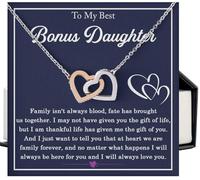 Collier avec inscription « To My Bonus Daughter » de la part de belle-mère, belle-fille de la part de beau-père, cadeau de Noël pour fille bonus, collier pour fille bonus non biologique, Zircone