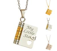 Collier avec livre My Little Star, collier avec livre « My Incredible Daughter » pour fille, avec 6 pages d'informations gravées, cadeau d'anniversaire, de remise de diplôme, bijoux d'amour, one