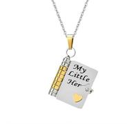 Collier avec livre My Little Star - Mon incroyable collier pour fils - Réglable - Avec 6 pages d'informations gravées - Colliers de livre personnalisés ouvrables - Cadeau d'anniversaire, Halloween
