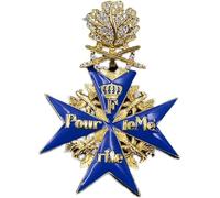 Collier avec médaille de Marx bleu - Croix de fer allemande de Malte - Emblème feuille de chêne - Médaille de Prusse - Accessoire militaire pour fan, Plastique, Sans pierre précieuse