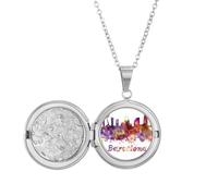 Collier avec médaillon aquarelle Barcelone Espagne Ville d'Espagne