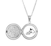 Collier avec médaillon avec citation « Best Cat Mom Ever » - Cadeau d'anniversaire