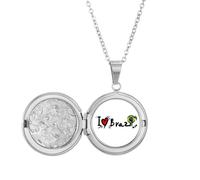 Collier avec médaillon avec inscription « I Love Brazil » et inscription « I Love Brazil »