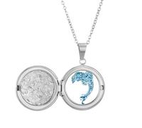 Collier avec médaillon bleu océan illustrant un dauphin - Cadeau d'anniversaire