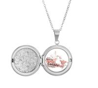 Collier avec médaillon carte de Cananda avec noms de ville, monuments - Cadeau d'anniversaire