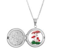 Collier avec médaillon en forme de champignon empoisonné rouge - Cadeau d'anniversaire