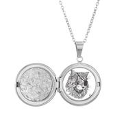 Collier avec médaillon en forme de chat avec peinture humaine - Art déco - Cadeau d'anniversaire