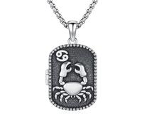 Collier avec médaillon en forme de cœur/signe du zodiaque en argent sterling 925 pour femme et homme Forever in My Heart qui peut contenir des photos pour mère, fille, épouse, bijoux cadeaux, Argent