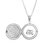 Collier avec médaillon « Happy Birthday s Blessing Best Wishes » - Cadeau d'anniversaire
