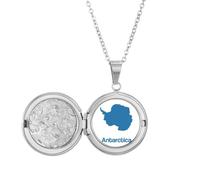 Collier avec médaillon motif carte de l'Antarctique bleu - Cadeau d'anniversaire