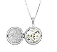 Collier avec médaillon représentant les monuments les plus célèbres de la Corée - Cadeau d'anniversaire