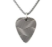 Collier avec médiator de guitare personnalisable - Acier inoxydable 316L - Gravure derrière - Motif hypnose - Cadeau pour musiciens - Fabriqué en Espagne - Étui métallique - Chaîne 50 cm, Pequeño