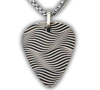 Collier avec médiator de guitare personnalisable - Acier inoxydable 316L - Gravure derrière - Motif hypnose - Cadeau pour musiciens - Fabriqué en Espagne - Étui métallique - Chaîne 50 cm, Pequeño