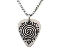 Collier avec médiator de guitare personnalisable - Acier inoxydable 316L - Gravure derrière - Motif hypnose - Cadeau pour musiciens - Fabriqué en Espagne - Étui métallique - Chaîne 50 cm, Pequeño