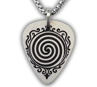 Collier avec médiator de guitare personnalisable - Acier inoxydable 316L - Gravure derrière - Motif hypnose - Cadeau pour musiciens - Fabriqué en Espagne - Étui métallique - Chaîne 50 cm, Pequeño