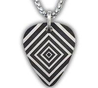 Collier avec médiator de guitare personnalisable - Acier inoxydable 316L - Gravure derrière - Motif hypnose - Cadeau pour musiciens - Fabriqué en Espagne - Étui métallique - Chaîne 50 cm, Pequeño