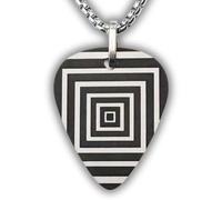 Collier avec médiator de guitare personnalisable - Acier inoxydable 316L - Gravure sur son verso - Motif hypnose - Cadeau pour musiciens - Fabriqué en Espagne - Étui métallique - Chaîne 50 cm (carré)