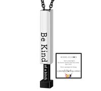 Collier avec message caché, inscription « Be Kind...Of A Bich » - Gravure 3D verticale - Acier inoxydable - Collier avec pendentif mantra pour femme, Acier inoxydable, Pas de pierre précieuse