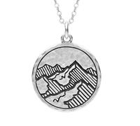 Collier avec motif de sommets montagneux. Petit modèle | LK_NLC_02549 | plated 22mm round engraved lion medallion with 18 inch cable chain symbol of strength courage leadership