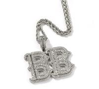 Collier avec nom personnalisé en zircone, chaîne avec pendentif initiale, bijoux hip-hop punk, cadeaux personnalisés, Saint-Valentin, fête des mères (chaîne de tennis de 50,8 cm, 1 lettre)