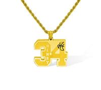 Collier avec numéro personnalisé avec nom - Pendentif numéro de sport de basket-ball, de football, de baseball - Acier inoxydable - Bijou d'inspiration pour homme et athlète