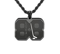 Collier avec numéro personnalisé avec nom - Pendentif numéro de sport de basket-ball, de football, de baseball - Acier inoxydable - Bijou d'inspiration pour homme et athlète