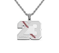 Collier avec numéro personnalisé avec nom - Pendentif numéro de sport de basket-ball, de football, de baseball - Acier inoxydable - Bijou d'inspiration pour homme et athlète