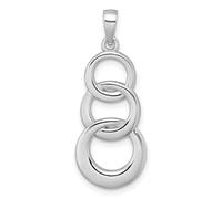 Collier avec pendentif 3 cercles en argent sterling 925 plaqué rhodium poli 13,8 mm pour femme
