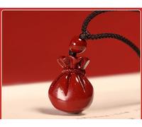 Collier avec pendentif amulette en forme de sac d'argent - Pendentif en forme de cinabre naturel - Violet et doré - Pour femme - Attire la richesse et la chance