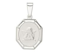 Collier avec pendentif ange gardien religieux Raphael en argent sterling 925 plaqué rhodium pour femme 19,76 mm