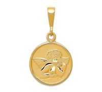 Collier avec pendentif ange gardien religieux Raphael en or jaune massif poli et satiné 16 mm 10 carats pour femme