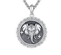 Collier avec pendentif animal en argent sterling 925 lion/éléphant/serpent/loup/marteau de Thor Collier rétro punk gothique Hip Hop Rock unisexe bijoux pour homme et femme avec boîte cadeau, Argent