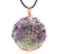 Collier Avec Pendentif Arbre de Vie en Cristal pour Homme Et Femme|Collier Ras Du Cou Avec Pierre Précieuse Ronde, Équilibrant Le Reiki, La Méditation, L'Énergie, Le Stress, L'Anxiété, Amulette