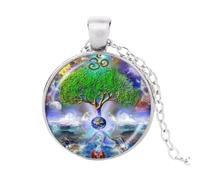 Collier avec pendentif arbre de vie Om Chakra Mandala Namaste Bijoux Terre Planète Espace Cascade Photo Choker Femme, nan