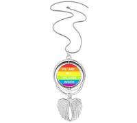 Collier avec pendentif arc-en-ciel transgenre LGBT ailes d'ange rotatif