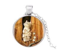 Collier avec pendentif avec logo de chat - 4 couleurs - Fait à la main - Collier vintage pour femme, nan