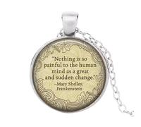 Collier avec pendentif avec logo littéraire Mary Shelley - Citation de Frankenstein - Fait à la main - Vintage, nan