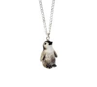 Collier avec pendentif bébé pingouin en porcelaine - Bijoux plaqué argent - Bijoux animaux spirituels porte-bonheur