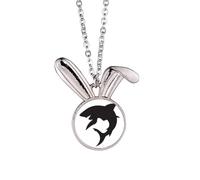 Collier avec pendentif bleu océan requin poisson féroce lapin