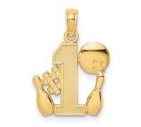 Collier avec pendentif boule de bowling numéro 1 en or jaune massif 10 carats de 1,46 mm pour femme