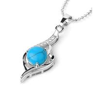 Collier avec Pendentif Boule De Cristal Naturel, Breloque en Zircon Transparent avec Chaîne en Argent, Ras Du Cou en Pierres Précieuses Polies pour Femmes Et Hommes, Mandala Creux Bleu Turquoise