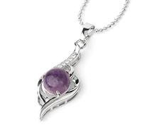 Collier avec Pendentif Boule De Cristal Naturel, Breloque en Zircon Transparent avec Chaîne en Perles D'Argent, Ras Du Cou en Pierres Précieuses Polies pour Femmes Et Hommes, Améthyste Mandala Cre